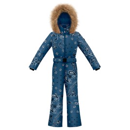 Girls overall paisley blue Jenny with fake fur