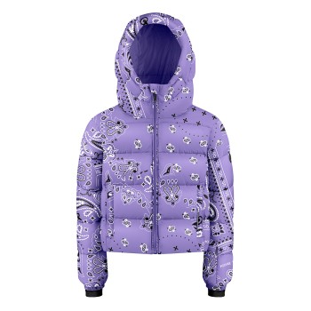 Girls synthetic down ski jacket paisley purple Chloe