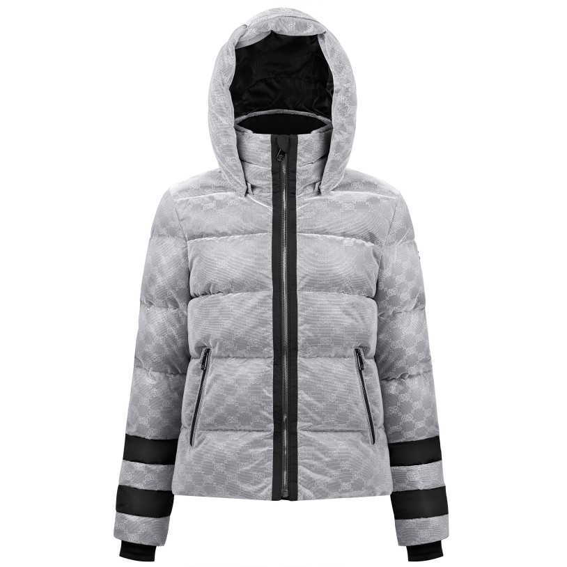 Womens synthetic down jacket shiny silver