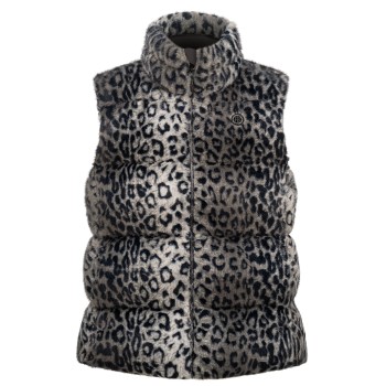 Womens synthetic down vest leopard grey