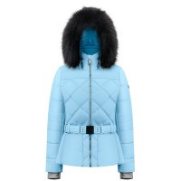 Womens ski jacket starlight blue with fake fur