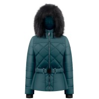 Womens ski jacket ever green with fake fur