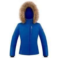 Girls stretch ski jacket infinity blue with fake fur