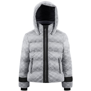 Girls synthetic down jacket shiny silver