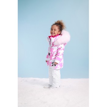 Girls synthetic down jacket check lolly pink
