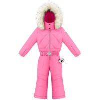 Girls overall lolly pink with fake fur