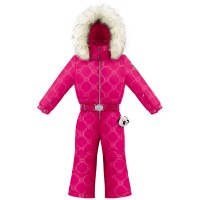 Girls overall embo magenta pink with fake fur