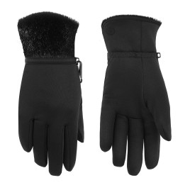 Womens stretch fleece gloves bubbly black
