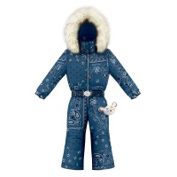 Girls overall paisley blue Joyce with fake fur