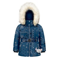 Girls synthetic down ski jacket paisley blue June