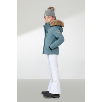 Girls stretch ski jacket fancy thunder grey with fake fur