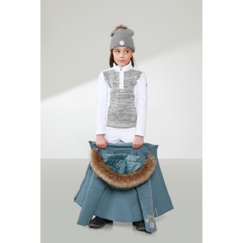 Girls stretch ski jacket fancy thunder grey with fake fur