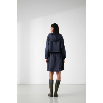 Womens rain coat silver oxford blue