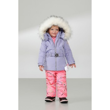 Girls ski jacket peri purple with fake fur