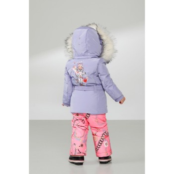 Girls ski jacket peri purple with fake fur